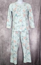 Miss Elaine Blue Pink Floral Brushed Waffle Pajama Set Women&#39;s Medium So... - $18.99
