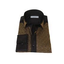Men CEREMONIA Formal Cotton Shirt Rhinestone Slim Fit Turkey #Tokyo 015 Black image 2