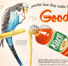 1959 Karo Waffle Syrup Budgie Bird Advertisement Breakfast Condiments DW... - $563.75 MXN