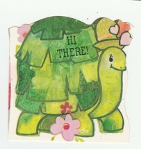 Vintage Valentine Card Turtle Flowers Hearts 1982 Ambassador Die-Cut - $7.91