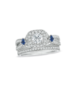 Vera wang Round Simulated Diamond Blue Sapphire Silver Women Wedding Rin... - £47.40 GBP