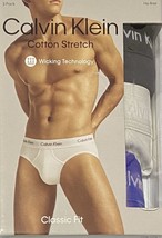 Calvin Klein 3 Men&#39;s Cotton Stretch Hip Briefs XL 40-42 Black/Ivory/Blue... - $29.99