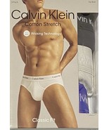 Calvin Klein 3 Men's Cotton Stretch Hip Briefs XL 40-42 Black/Ivory/Blue NB2613 - $29.99