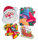 1970s Beistle Christmas Santa Claus Sleigh &amp; Cutouts Die Cut Lot 4 Bells... - €25,38 EUR