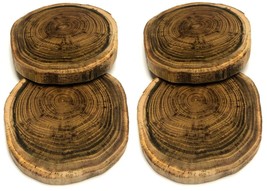 Rustic 4 Set Non Rotting Black Locust Wood Slices Drink Coasters Bar Home Glossy - £23.96 GBP