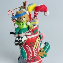 Golf Bag Clubs Theme Christmas Tree Holiday Ornament Cute Bear To Dad VTG - £11.71 GBP