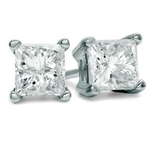 1.20 ct Princess-Cut Simulated Solitaire Stud Earrings in 14K White Gold Plated - £29.45 GBP