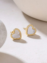 Kicky &amp; Perky 925 Silver Yellow Gold Plated Mother of Pearl Stud Earring... - $41.99
