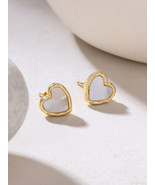 Kicky &amp; Perky 925 Silver Yellow Gold Plated Mother of Pearl Stud Earring... - $41.99