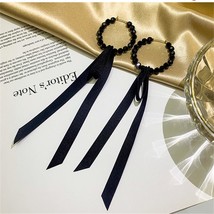 FYUAN Vintage Black Crystal Hoop Earrings for Women Bijoux Long Ribbon Earrings  - £8.07 GBP