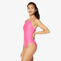 NEW GENUINE Speedo Solid Tie-Back Onepiece Female Training Swimsuit Pink... - $44.74
