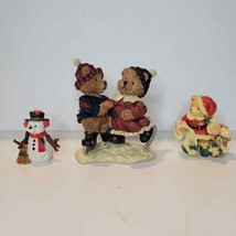 Set of 3 Resin Cute Santa Bears Carrying Christmas. - $19.25