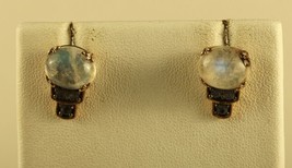 Vintage Sterling Sign NH Michael Valitutti 925 Moonstone Faceted Modern Earrings - £43.51 GBP
