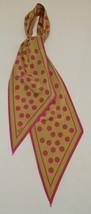 VERA NEUMANN Vintage SCARF Tan Pink Polka Dots Design A13 - £23.94 GBP