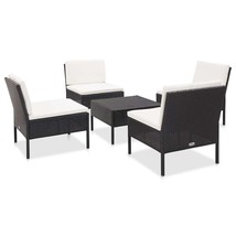 Garden Sofa Set Black PE rattan 5 pieces Modular - $8,222.60 MXN
