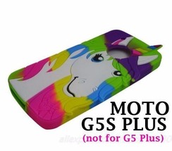 For Motorola Moto G5S+ Plus - Soft Silicone Rubber Case Cover Rainbow Unicorn - £11.18 GBP