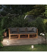 vidaXL Acacia Wood Modular Sofa, 3-Seater, Dark Grey Patio Furniture Set - $7,939.29 MXN