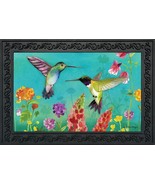 Hummingbird Greeting Spring Doormat Floral Indoor Outdoor 18&quot; X 30&quot; - £32.88 GBP