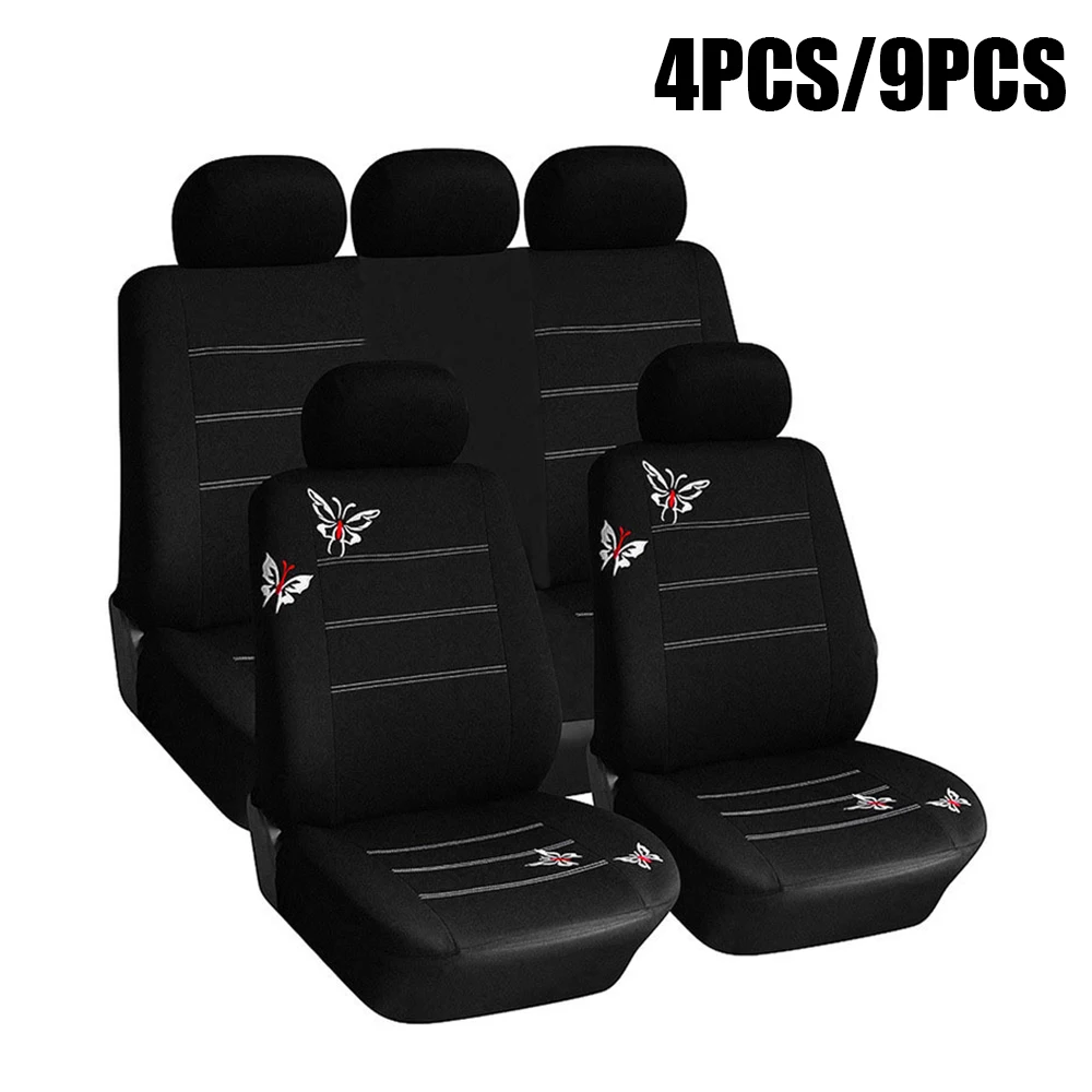 Butterfly Embroidery Front Rear Car Seat Covers Set Car Seat Protector Cushion - £18.21 GBP