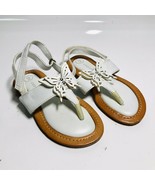 Sweet Summer Xhilaration  Girls Size 9 White Leather Sandals with Flowers - £7.85 GBP