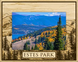 Estes Park Colorado Mountain Landscape Laser Engraved Wood Picture Frame (5 x 7) - £24.77 GBP