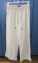 Sound Style Beige Linen Blend Paper Bag Waist Pants Fits XS Small Boho READ - £7.12 GBP