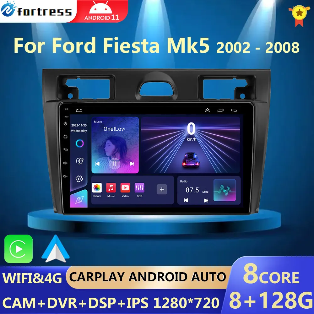 Android 12 Car Radio For Ford Fiesta Mk VI 5 Mk5 2002-2008 Multimedia GPS - £96.73 GBP+