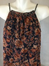 Xhiliration Blue Gold Rust Floral Maxi Sheer Dress NWOT XS Lined - $25.25
