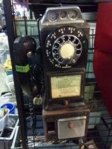 Vintage Automatic Electric Company Black Coin Operated Pay Phone with wall plug - £395.64 GBP