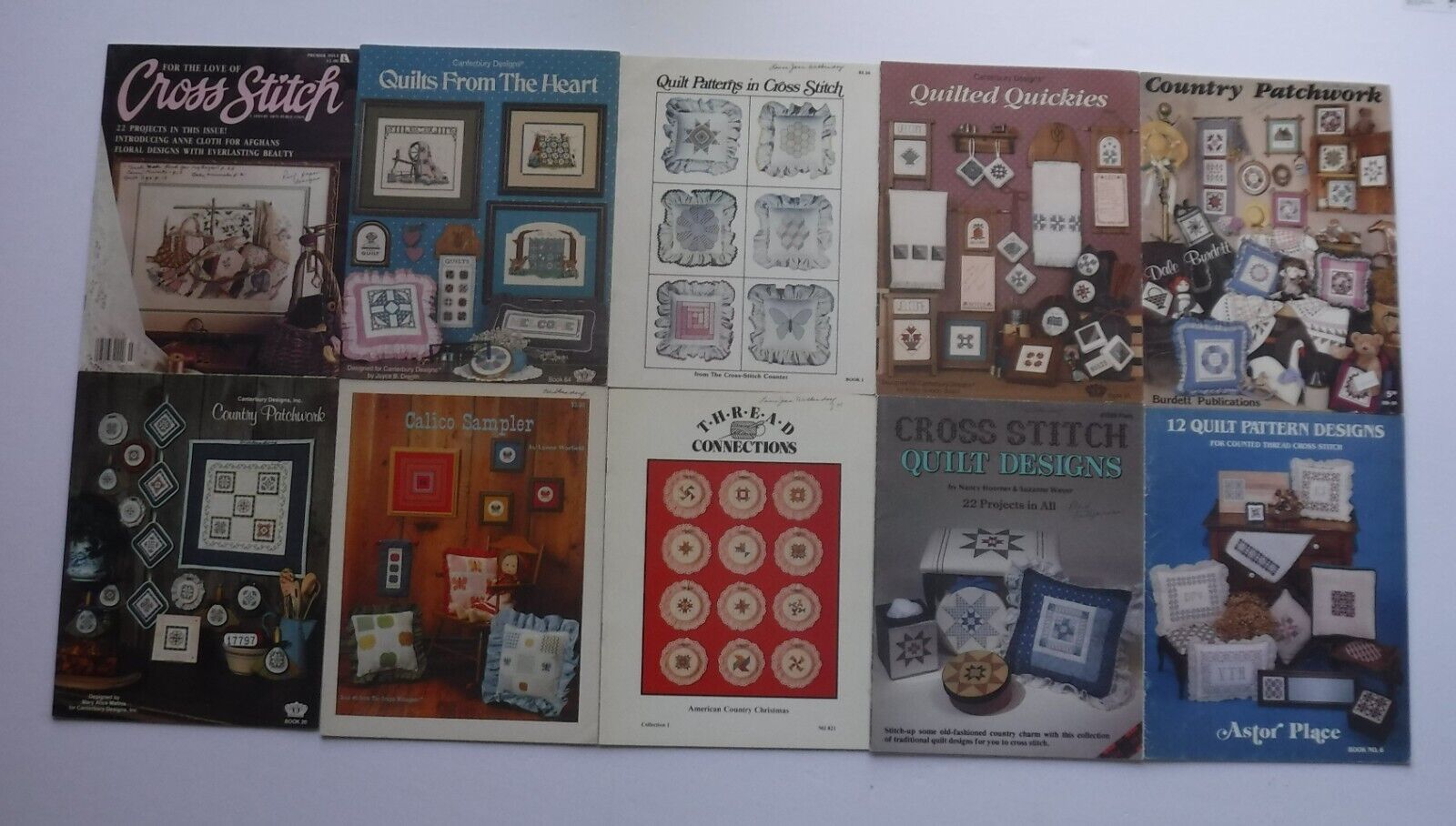 Vintage Cross Stitch Pattern booklets Lot of 10 For the Love of Cross St... - $18.66