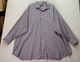 Michael Kors Dress Shirt Mens 20 Purple White Gingham Check Collared Button Down - £25.59 GBP