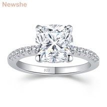 Solid 925 Sterling Silver Engagement Rings For Women 2.2 Ct Cushion Cut AAAAA CZ - £40.60 GBP