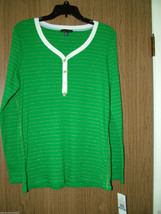 Tommy Hilfiger Women&#39;s Henley, Green Sweater, Size XL(US). NWT.100% Auth... - $24.99