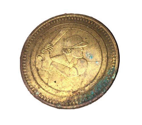 VINTAGE BATTING CAGE AMUSEMENT PARK MACHINE TOKEN COIN BASEBALL PLAYER S... - $3.87