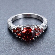 2Ct Round Cut Lab-Created Garnet Women Engagement Ring 14k White Gold Plated - £109.64 GBP