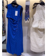 ZARA BNWT 2025. BLUISH BLUE JACQUARD MIDI DRESS BUTTONS CUT OUT. 2925/599 - $93.08