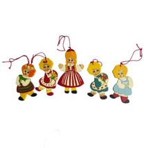 German Christmas Ornament Family of 5 Wooden Handmade Hand Painted - £19.25 GBP