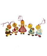 German Christmas Ornament Family of 5 Wooden Handmade Hand Painted - £19.09 GBP