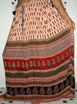 Gypsy Hippie Ethnic Traditional Camel Cotton Hand Block Print Boho Long Skirt - £23.39 GBP