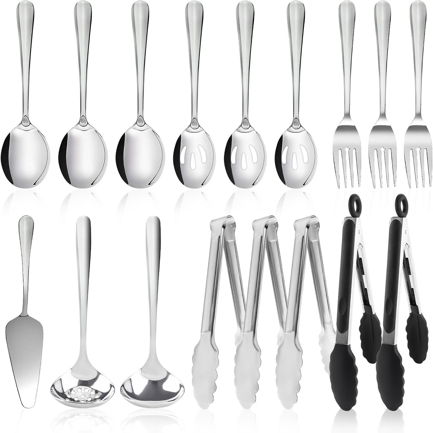 17Pcs Serving Utensils Set Flatware, Stainless Steel Serveware Large, Si... - $33.95