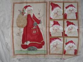 Here Comes Santa Fabric Remnants Arlene Neely of Rabbit Haven for Red Rooster - £9.59 GBP