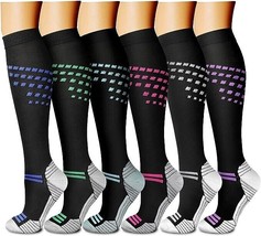 QUXIANG Compression Socks Women Men SM/MED 017 Blue/Black/Red/Black/Green/White - £12.69 GBP
