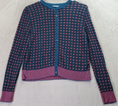 Zara Cardigan Sweater Womens Small Multi Geo Print Knit Long Sleeve Button Front - £14.73 GBP