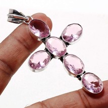 Pink Kunzite Oval Shape Gemstone Handmade Fashion Pendant Jewelry 3.20&quot; SA 386 - £3.94 GBP