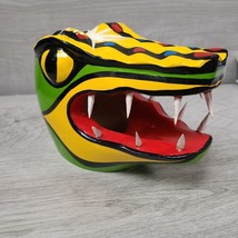 Rare Wooden Hand Carved Folk Art Painted Snake Gator Crocodile Head 7&quot; D... - £39.54 GBP