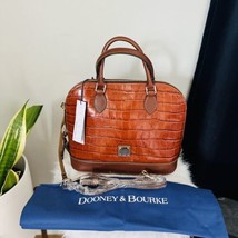 DOONEY AND BOURKE Snake Print Leather Satchel Tote Bag, Brown/Cognac, NWT - $176.72