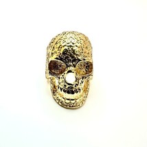 Men’s Skull Ring Size 7.25 Mexican Style Steam Punk Gold Toned Pinky  - £9.53 GBP