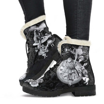 Faux fur combat boots alice in wonderland gifts 52 classic series black lace print 659 thumb200