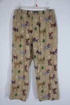 Company Store L Brown Dog Hat Winter Christmas Tree Flannel Pajama Pants - $22.80