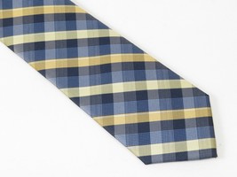 Men's Nicole Miller Tie Classic Woven Silky Feel #Nicole-3 Yellow Blue Checker image 4